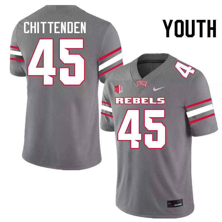 Youth #45 Caden Chittenden UNLV Rebels College Football Jerseys Stitched-Grey